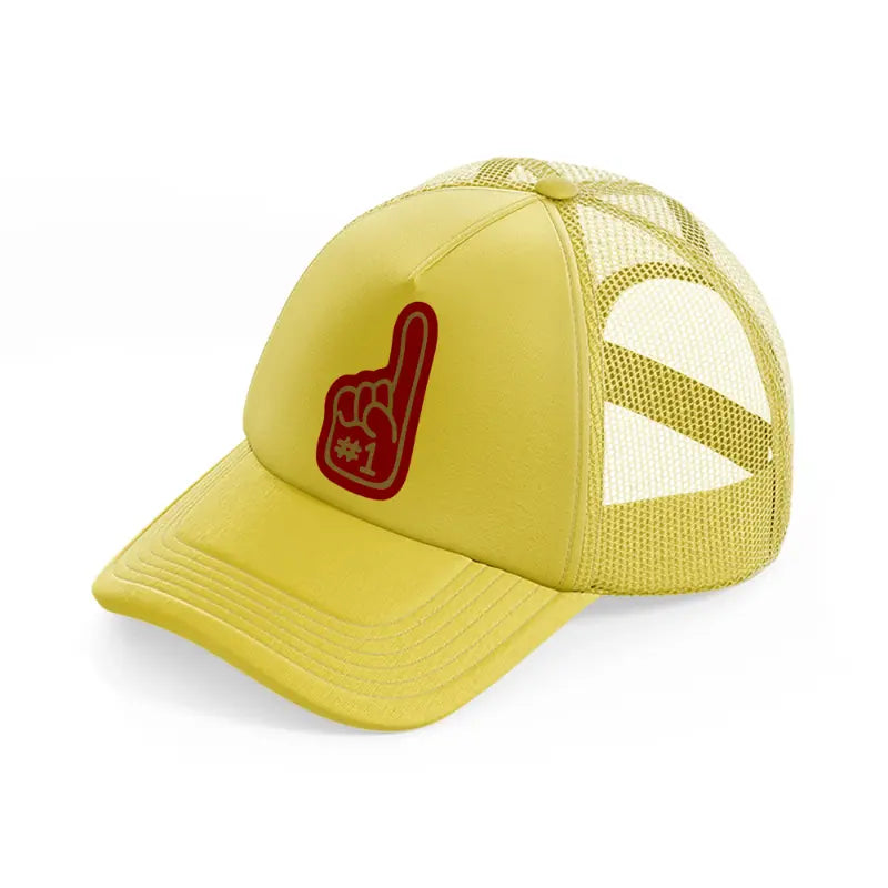 49ers #1 fan finger-gold-trucker-hat