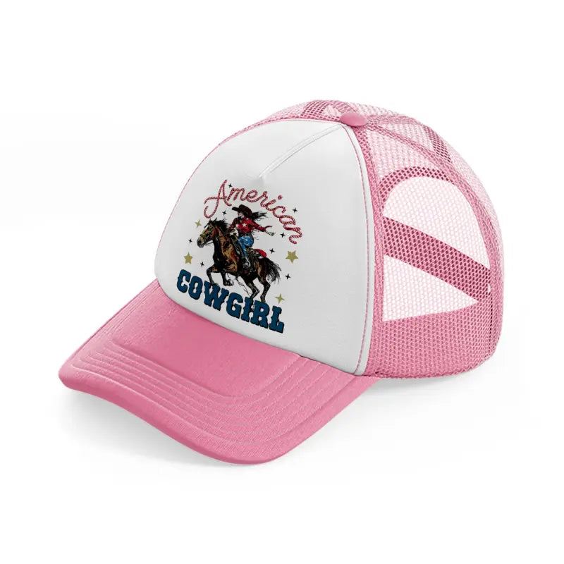 rustic ameircan cowgirl-pink-and-white-trucker-hat