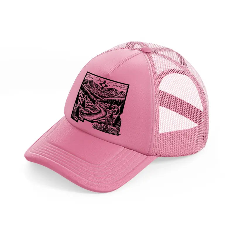 mexican landscape art-pink-trucker-hat