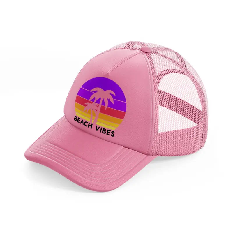 beach vibes retro sun-pink-trucker-hat