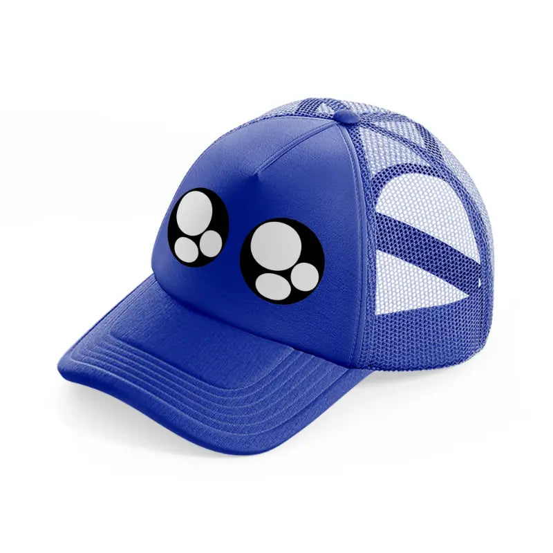 eyes blue trucker hat