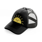 sunny face black trucker hat