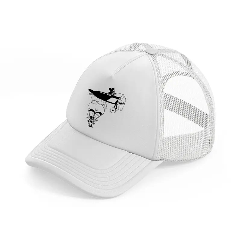 mouse overboard white trucker hat