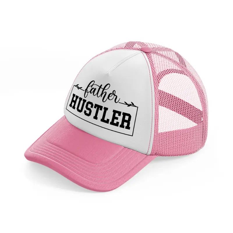 father hustler b&w-pink-and-white-trucker-hat