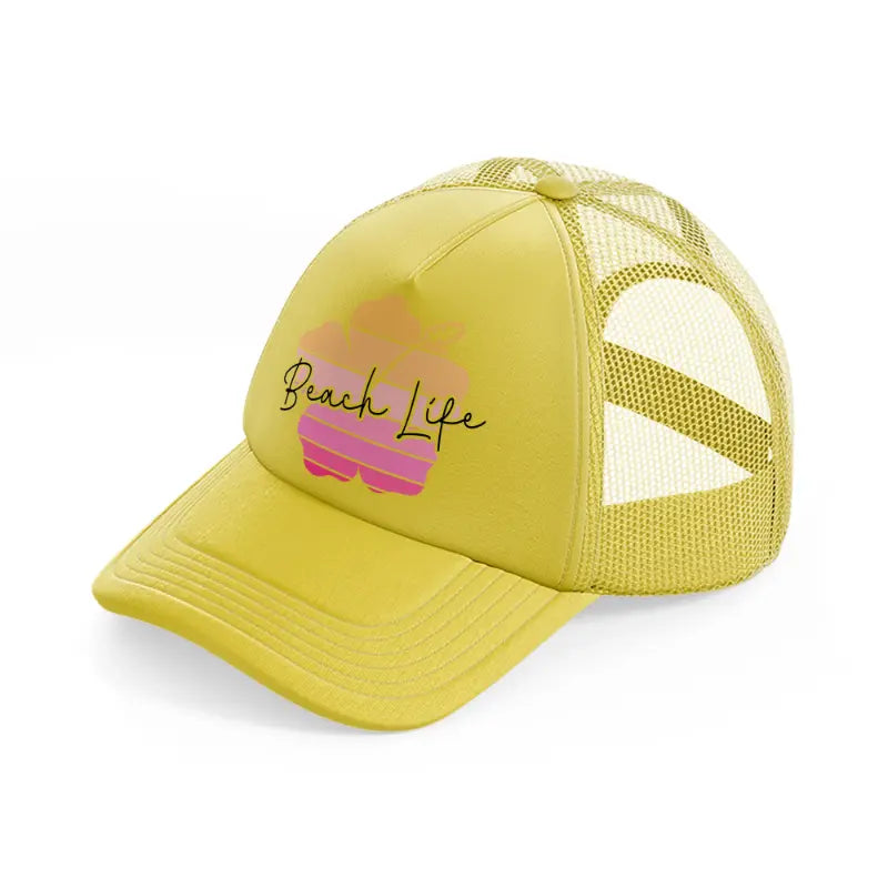 beach life hibiscus flower-gold-trucker-hat