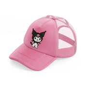 bat kitty smiling-pink-trucker-hat