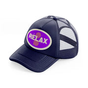 relax navy blue trucker hat