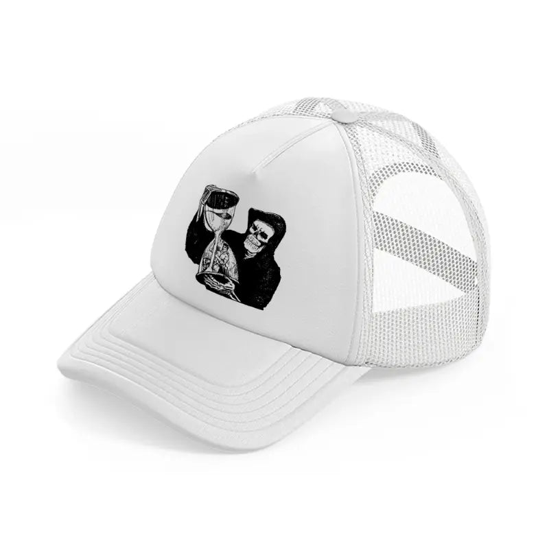 skull & hourglass-white-trucker-hat