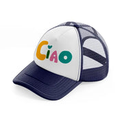 cute ciao navy blue and white trucker hat