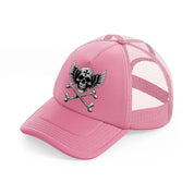 skull cross with wings-pink-trucker-hat