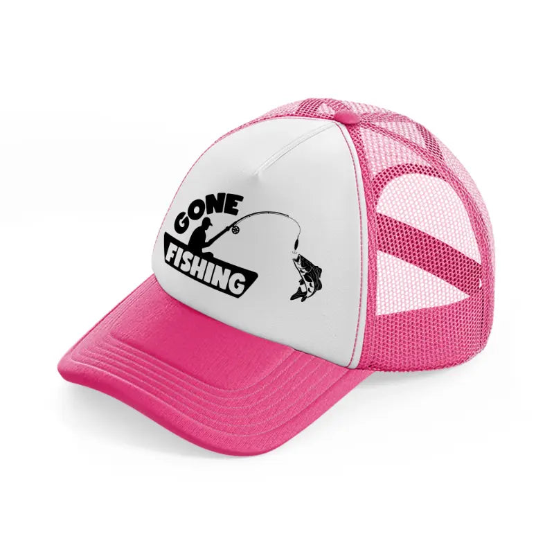 gone fishing boat-neon-pink-trucker-hat