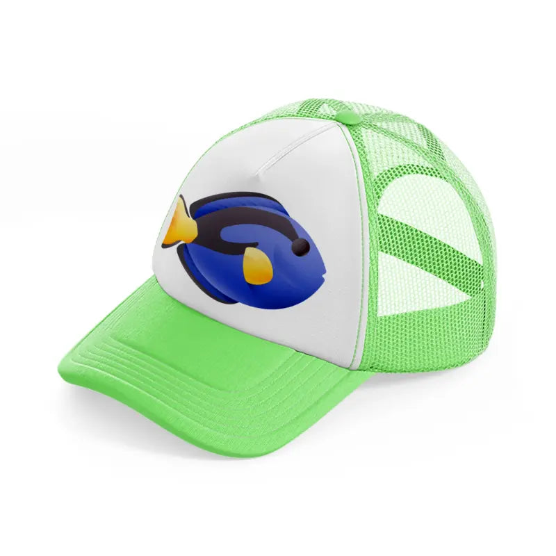 blue tang fish lime green trucker hat