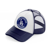 los angeles dodgers badge-navy-blue-and-white-trucker-hat