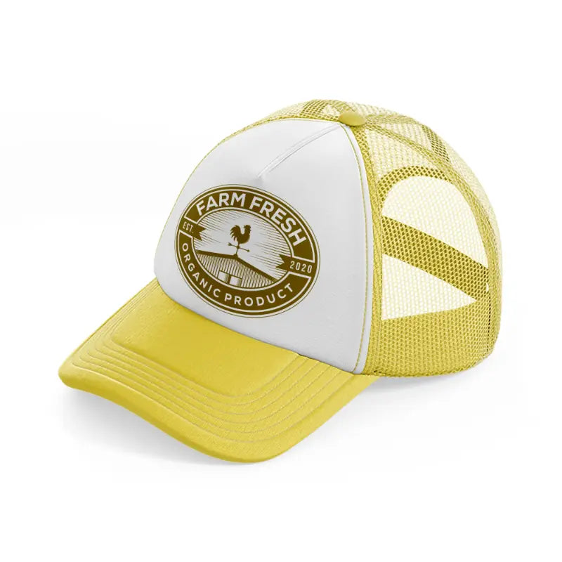 farm fresh organic product-yellow-trucker-hat