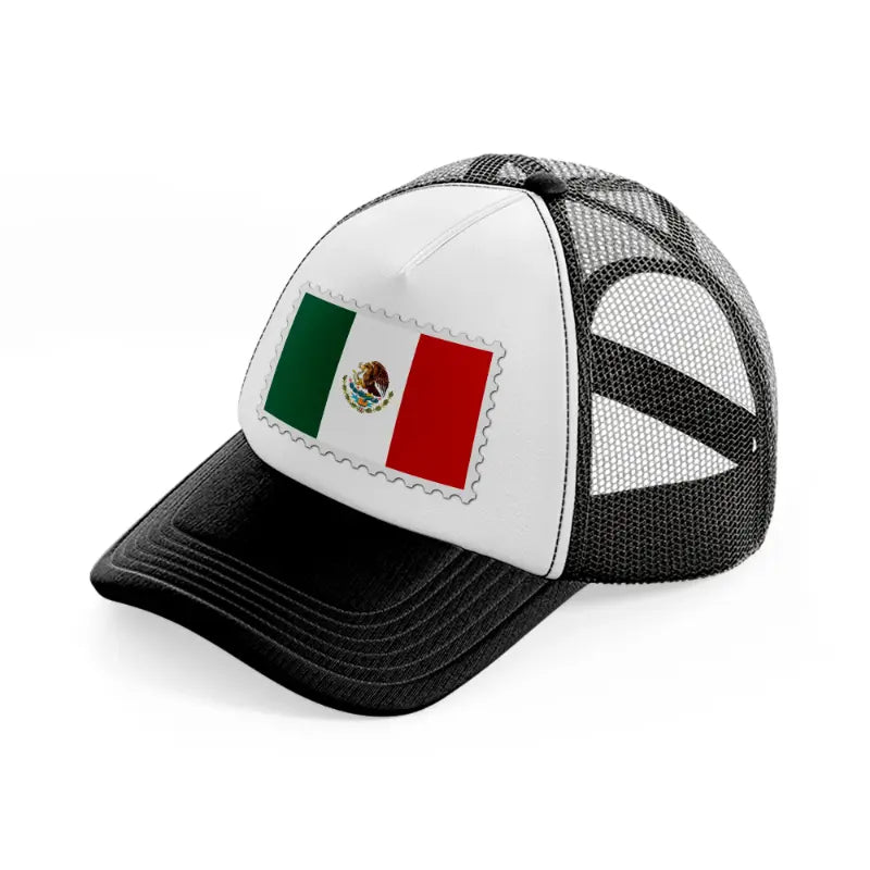 mexico stamp-black-and-white-trucker-hat