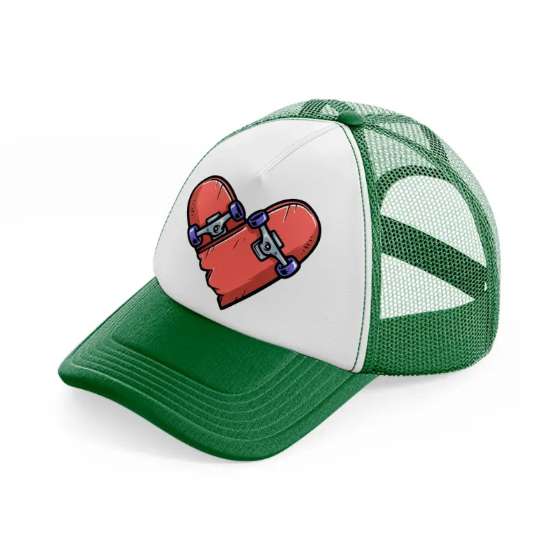 love skateboard-green-and-white-trucker-hat