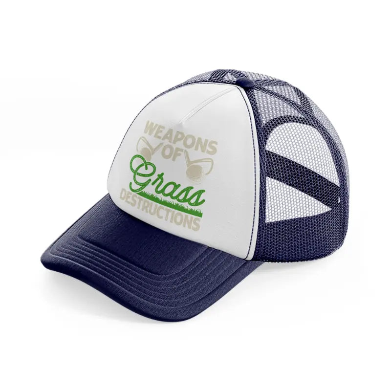 weapons of grass destructions green-navy-blue-and-white-trucker-hat