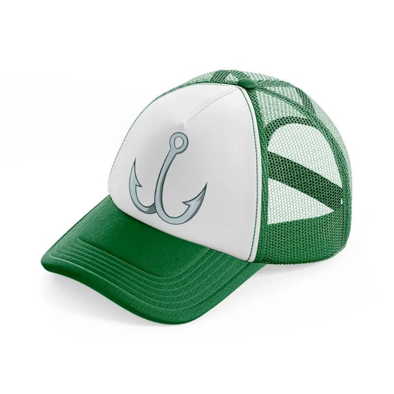 double hook green and white trucker hat