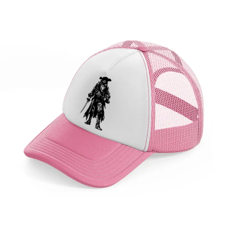 pirate & sword pink and white trucker hat