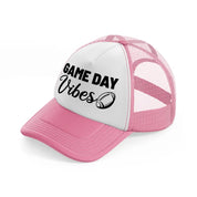 game day vibes-pink-and-white-trucker-hat