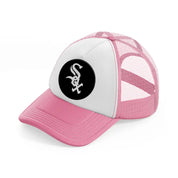 chicago white sox black badge pink and white trucker hat