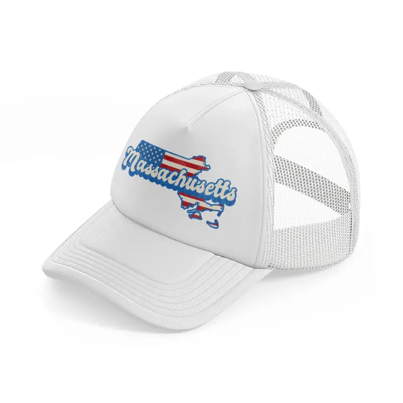 massachusetts flag white trucker hat