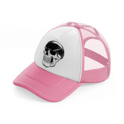 skull gangster with bandana pink and white trucker hat