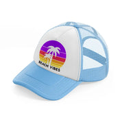 beach vibes retro sun-sky-blue-trucker-hat