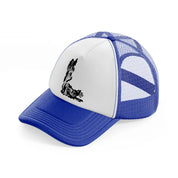 dark art work blue and white trucker hat