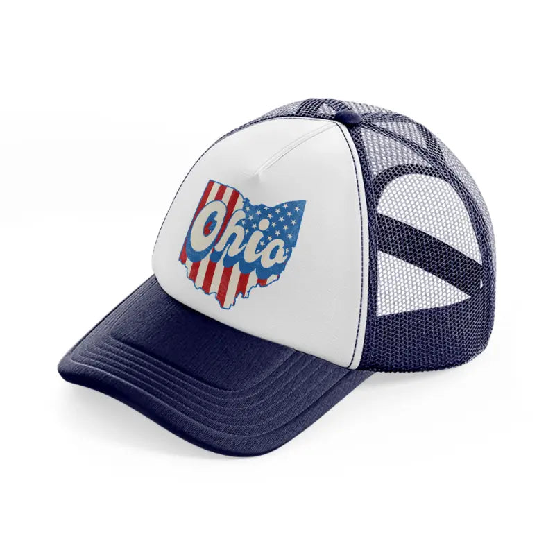 ohio flag-navy-blue-and-white-trucker-hat