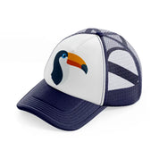 toucan navy blue and white trucker hat