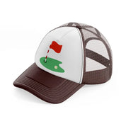 golf course with ball-brown-trucker-hat