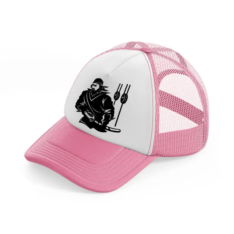 pirate crew vector-pink-and-white-trucker-hat