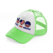 peace love america-010-lime-green-trucker-hat