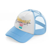 ocean life-sky-blue-trucker-hat