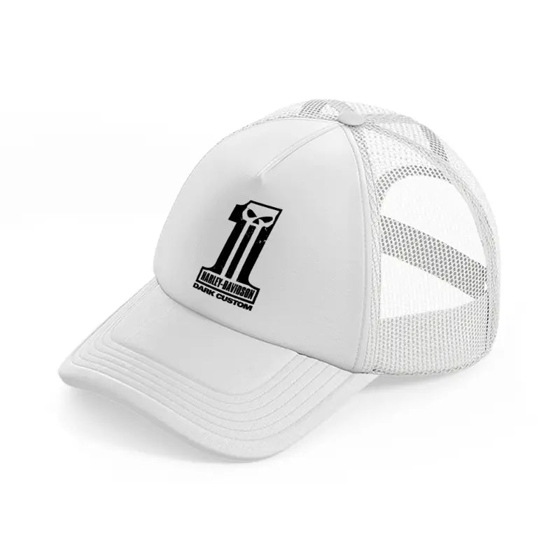 harley-davidson dark custom-white-trucker-hat