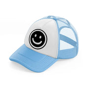 smiley face black & white-sky-blue-trucker-hat
