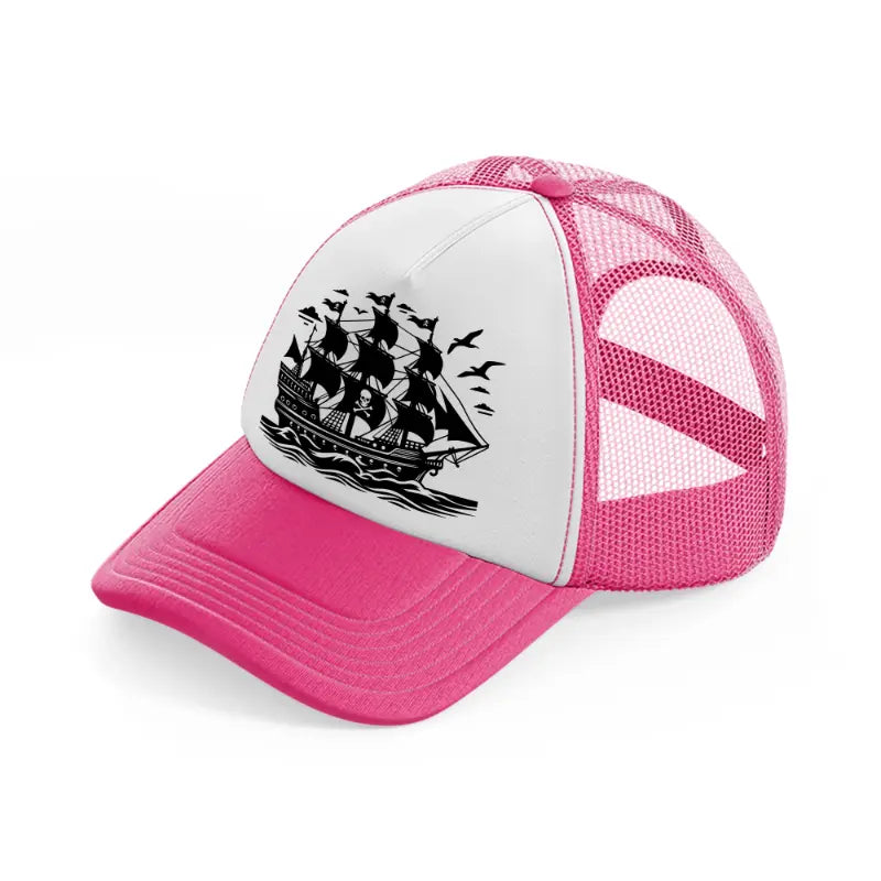 black ship neon pink trucker hat