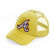 atlanta braves emblem-gold-trucker-hat