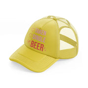 taken single beer gold trucker hat