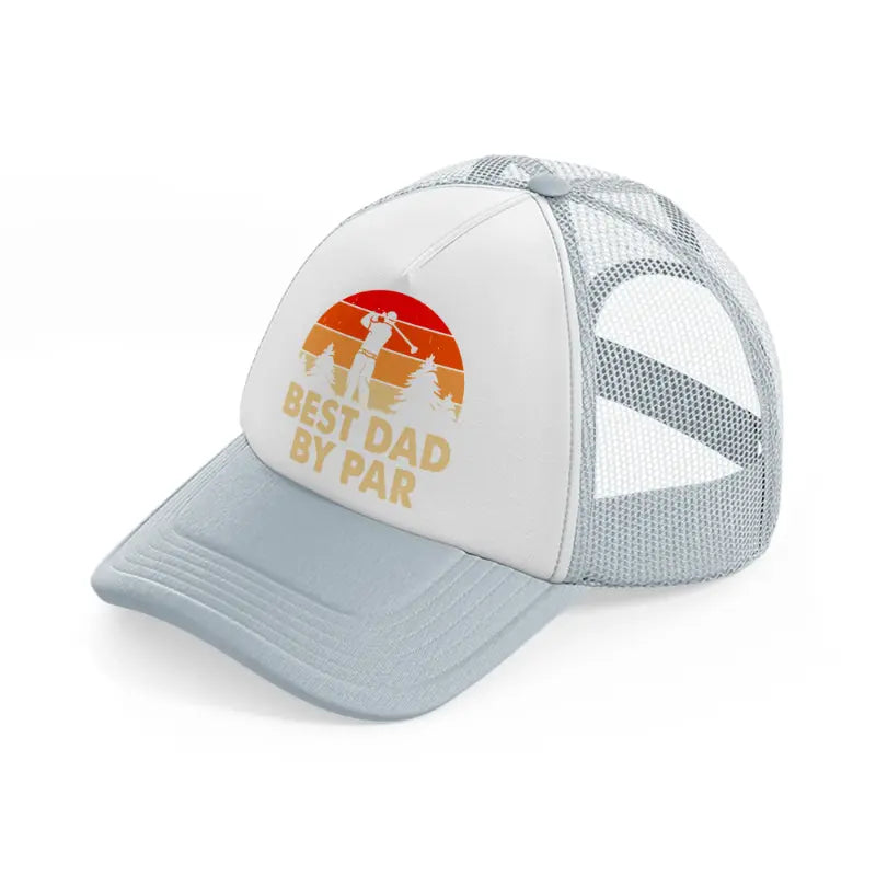 best dad by par orange grey trucker hat