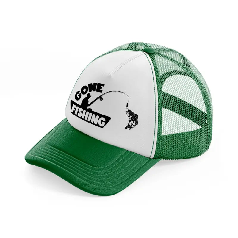 gone fishing boat-green-and-white-trucker-hat