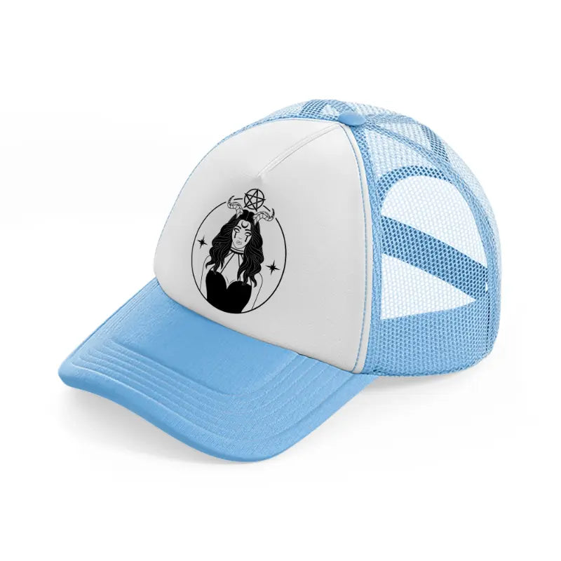 witch sky blue trucker hat