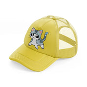 grey kitten gold trucker hat