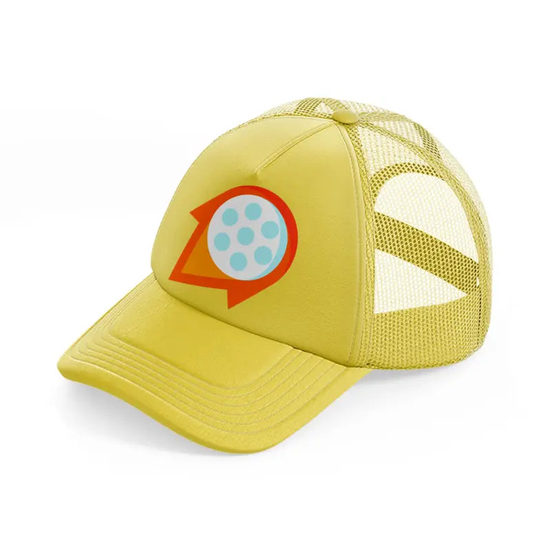 red golf ball-gold-trucker-hat