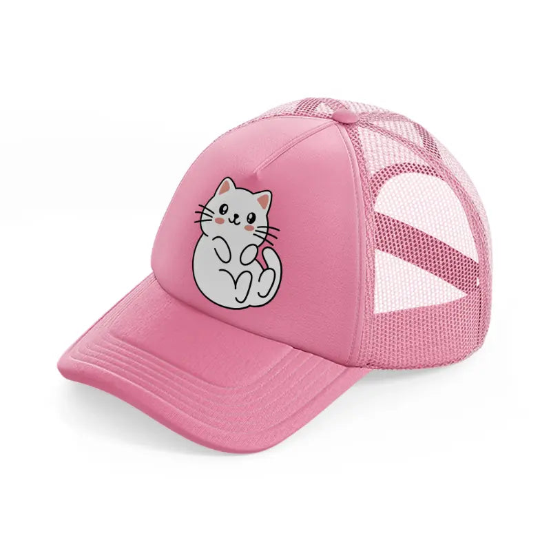 white kitten pink trucker hat