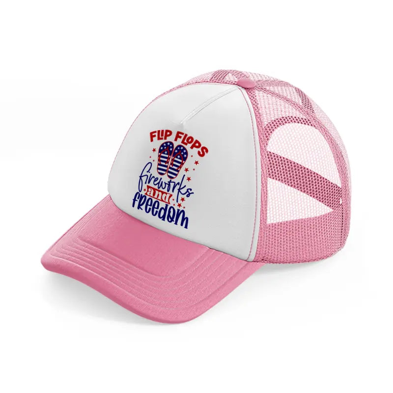 flip flops fireworks and freedom-01-pink-and-white-trucker-hat