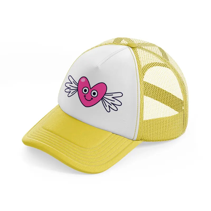 flying heart sticker-yellow-trucker-hat