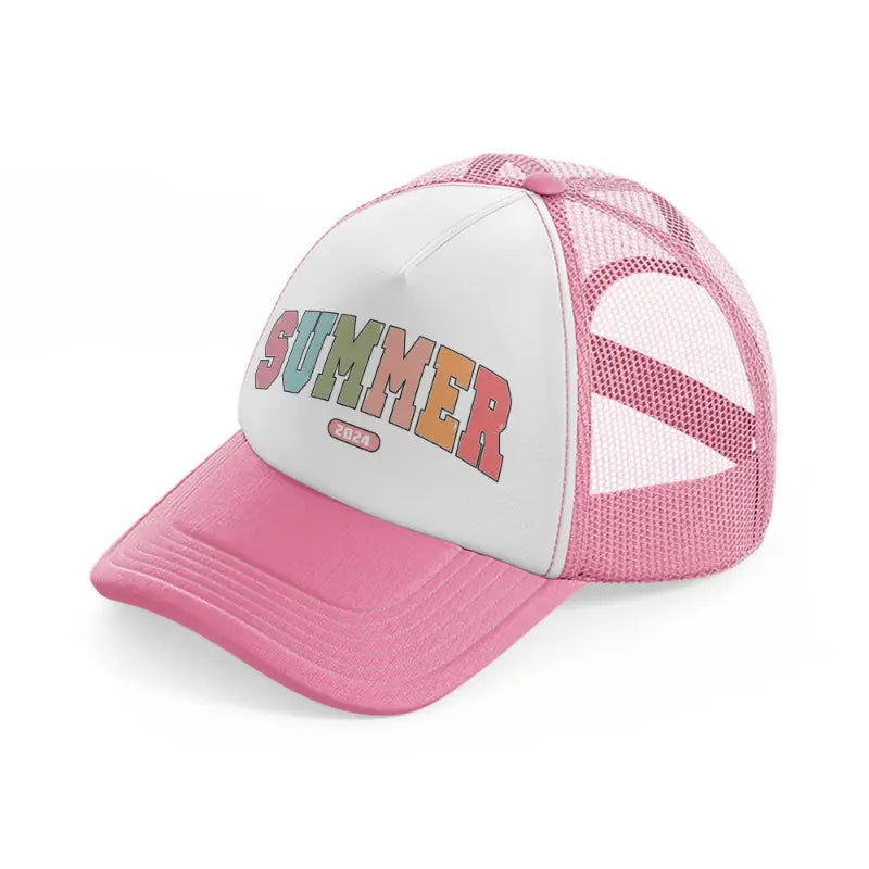 summer 2024 pink and white trucker hat