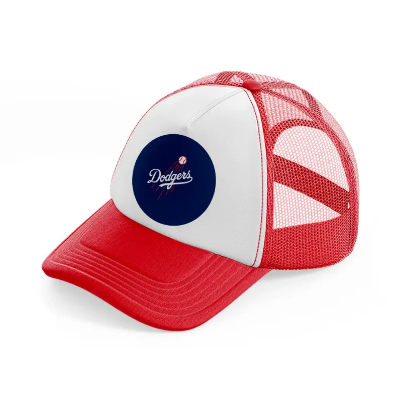 dodgers badge-red-and-white-trucker-hat